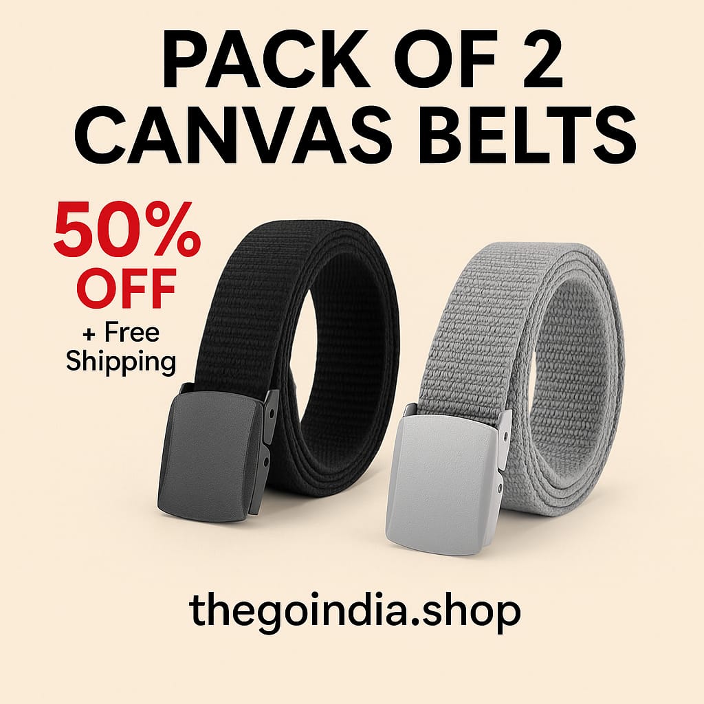 Unisex Canvas Belt Pack Of 2 FDCANVASBELTBLKGREY