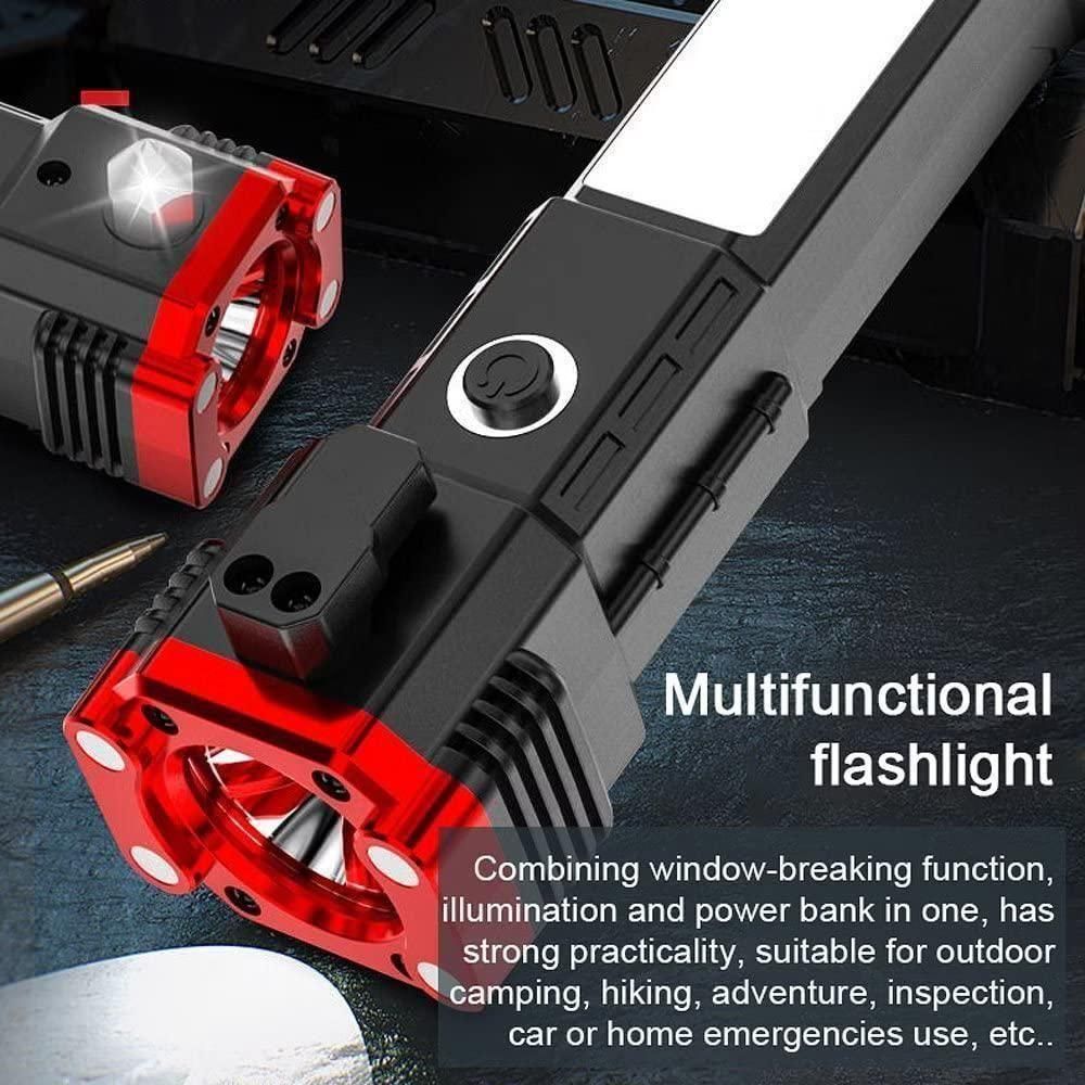 🔦 XBeam™ 6-in-1 Rechargeable LED Flashlight – Power Bank, Safety Hammer, Magnetic Torch