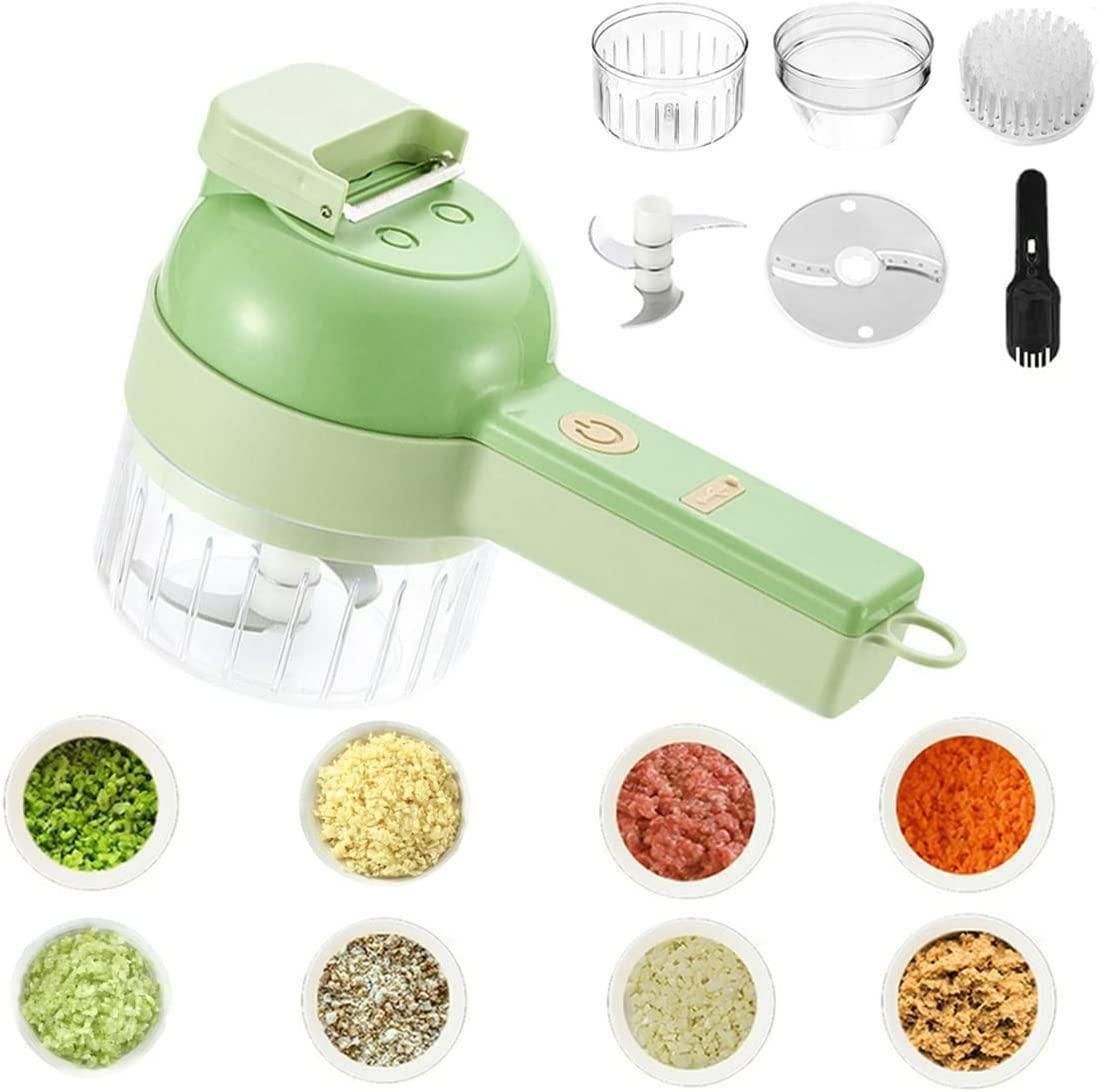 "4-in-1 Portable Electric Vegetable Cutter – Slice, Grind & Chop in Seconds!"