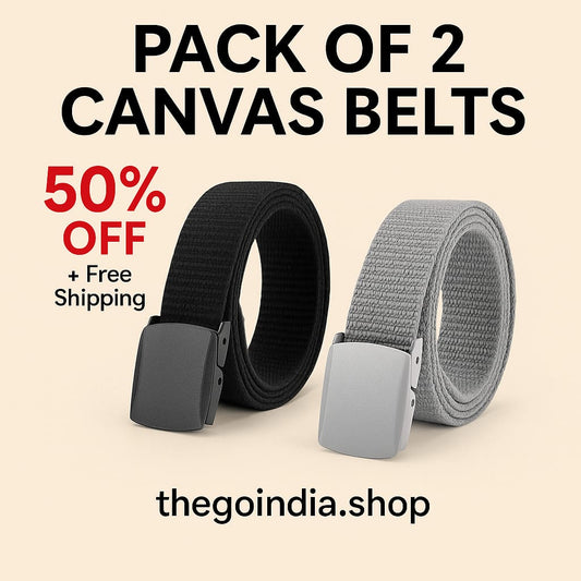 Unisex Canvas Belt Pack Of 2 FDCANVASBELTBLKGREY