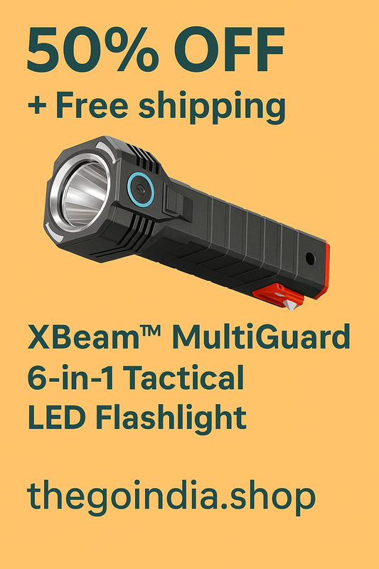 🔦 XBeam™ 6-in-1 Rechargeable LED Flashlight – Power Bank, Safety Hammer, Magnetic Torch