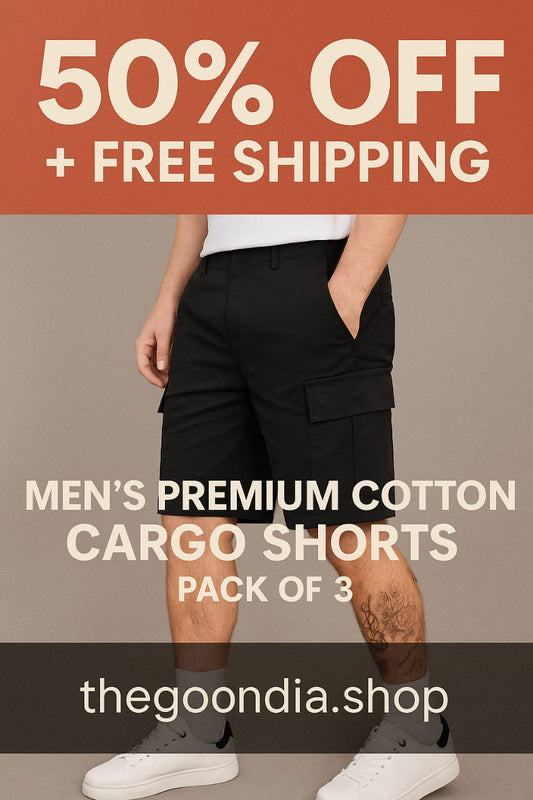 Men's Premium Cotton Cargo Shorts – Pack of 3 | Stylish, Comfortable & Casual Wear