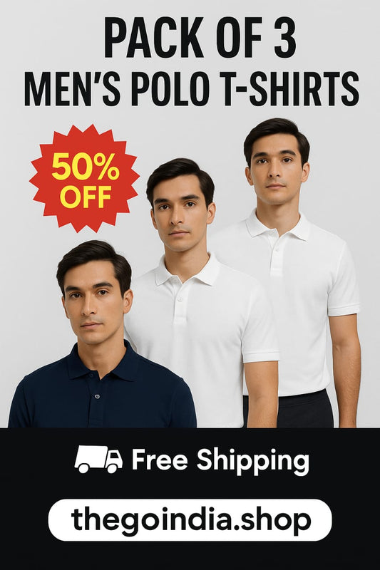 UrbanFit™ Men's Solid Polo T-Shirt (Pack of 3) – Casual Wear | Soft Poly Cotton | Half Sleeves | Regular Fit